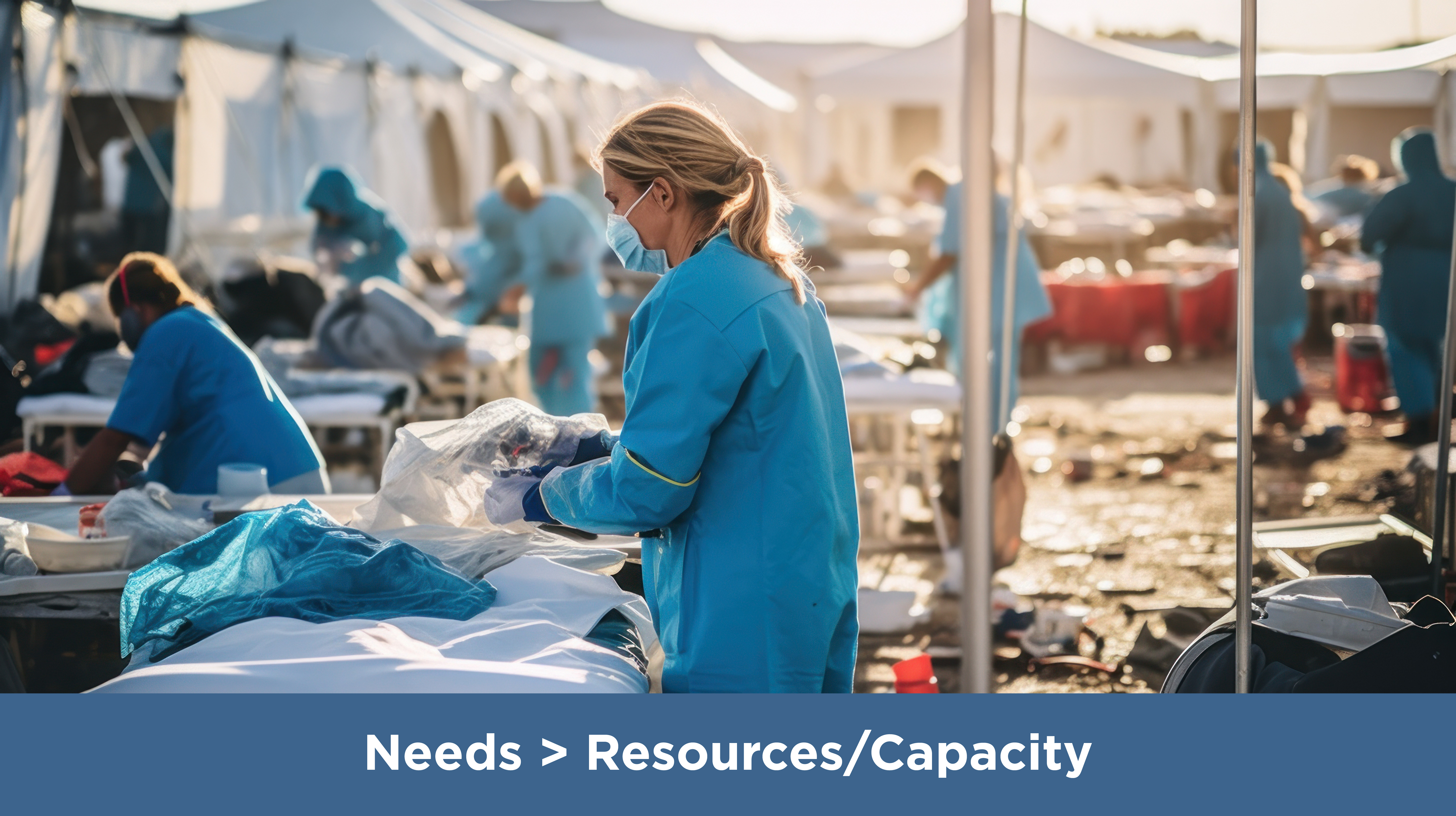 Needs > Resources/Capacity
Outdoor mass triage 