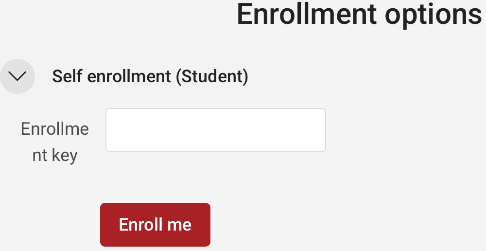 Enrollment key field and Enroll Me button